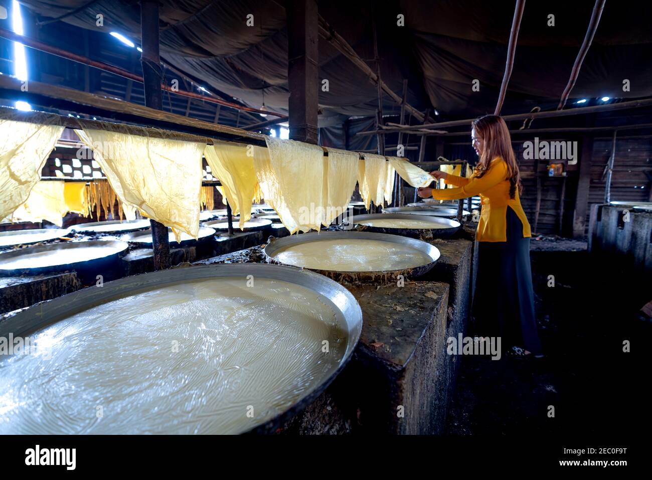 Village de tofu dans la commune de My Hoa, province de Vinh long, Viet Nam - 7 février 2021 : usine de tofu dans la commune de My Hoa, province de Vinh long, Vietnam Banque D'Images