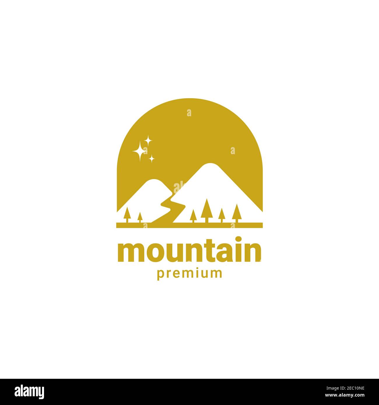 Mountain Hills avec pin illustration logo design modèle vectoriel Illustration de Vecteur
