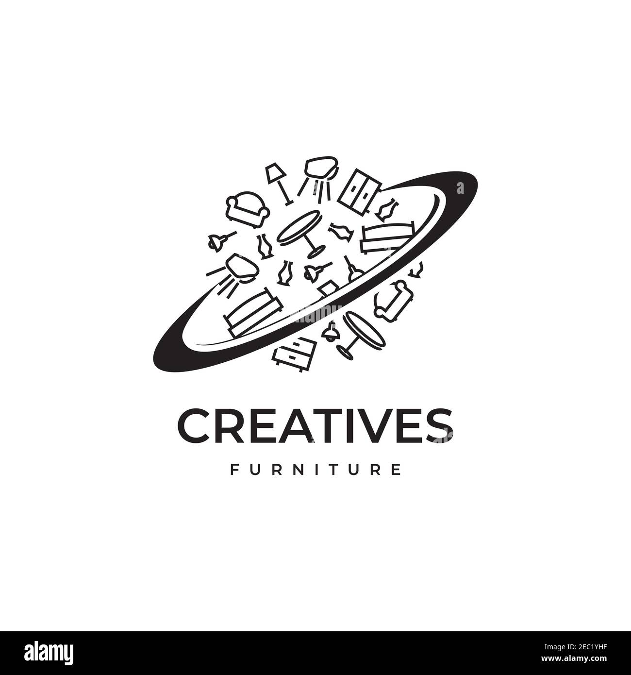 Modèle vectoriel de design de logo d'illustration de mobilier de planète Illustration de Vecteur