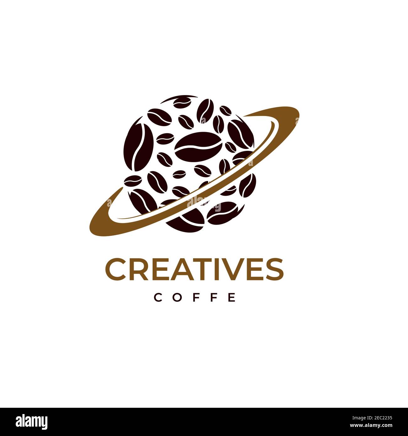 Modèle vectoriel de conception de logo d'illustration Planet Coffee Illustration de Vecteur