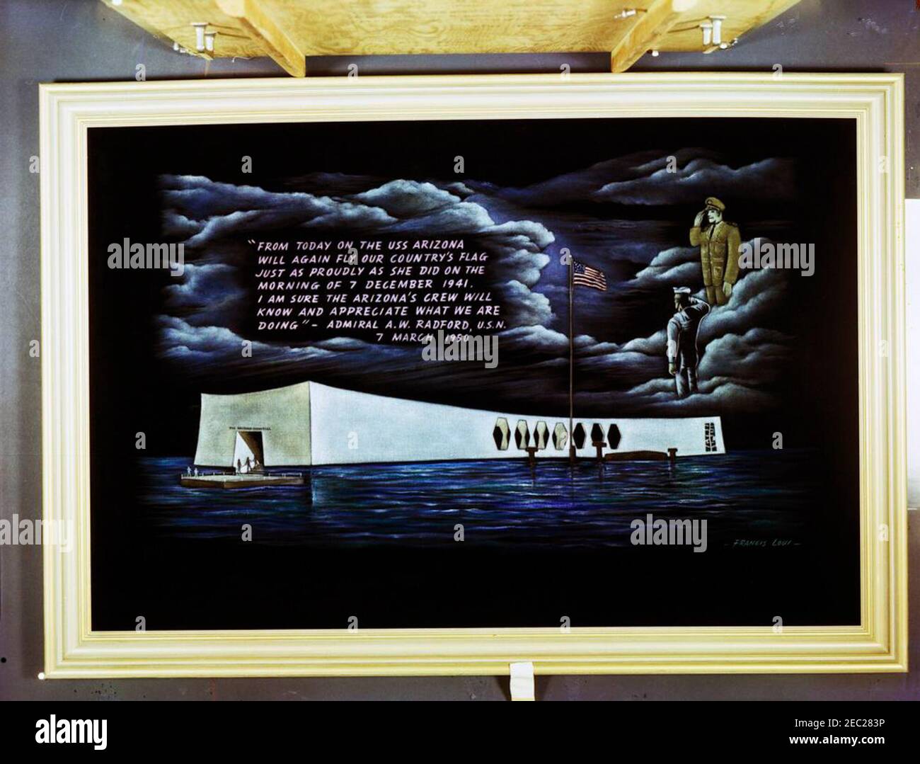Peinture Uss Arizona Memorial Vue Sur Une Peinture Du Memorial De L Uss Arizona A Pearl Harbor A Hawai Le Tableau Signe Par Francis Loui Est Un Cadeau De La Pearl Harbor Association Et De Son President William D Bennett La Citation Se Lit