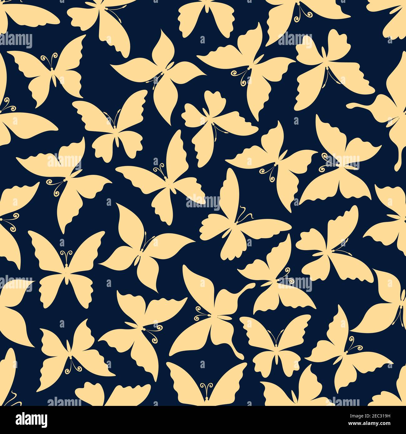 Papillons volants motif romantique. Pour un imprimé en tissu ou un motif de toile de fond avec silhouettes jaunes sans couture de papillons et une douce fenêtre Illustration de Vecteur Papillons volants motif romantique. Pour un imprimé en tissu ou un motif de toile de fond avec silhouettes jaunes sans couture de papillons et une douce fenêtre Illustration de Vecteur