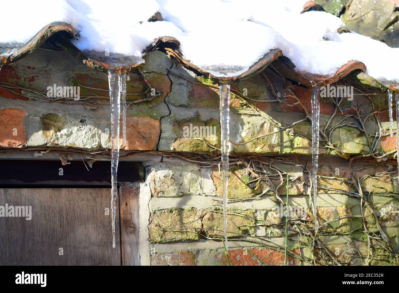 formation de glaces sur le toit ellerton york yorkshire royaume-uni Banque D'Images