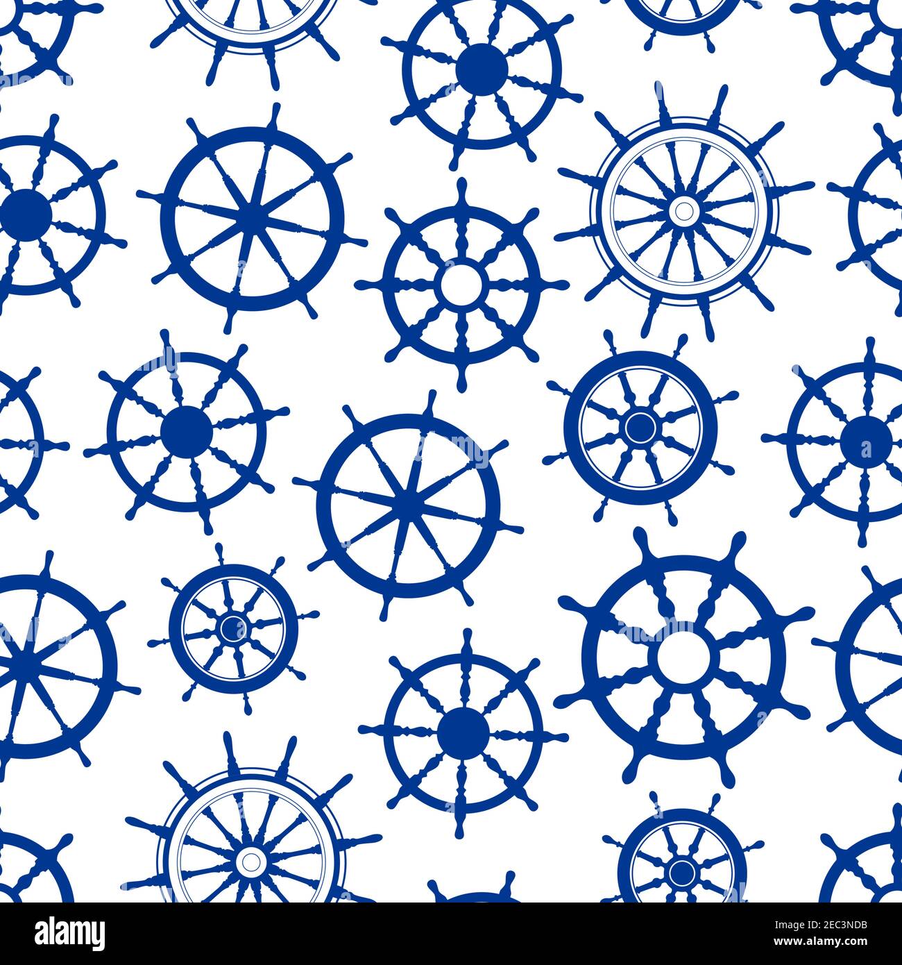 Rétro marine helms arrière-plan pour le thème nautique ou la page de scrapbook toile de fond avec motif bleu sans couture des roues de bateaux avec bois décoratif s Illustration de Vecteur