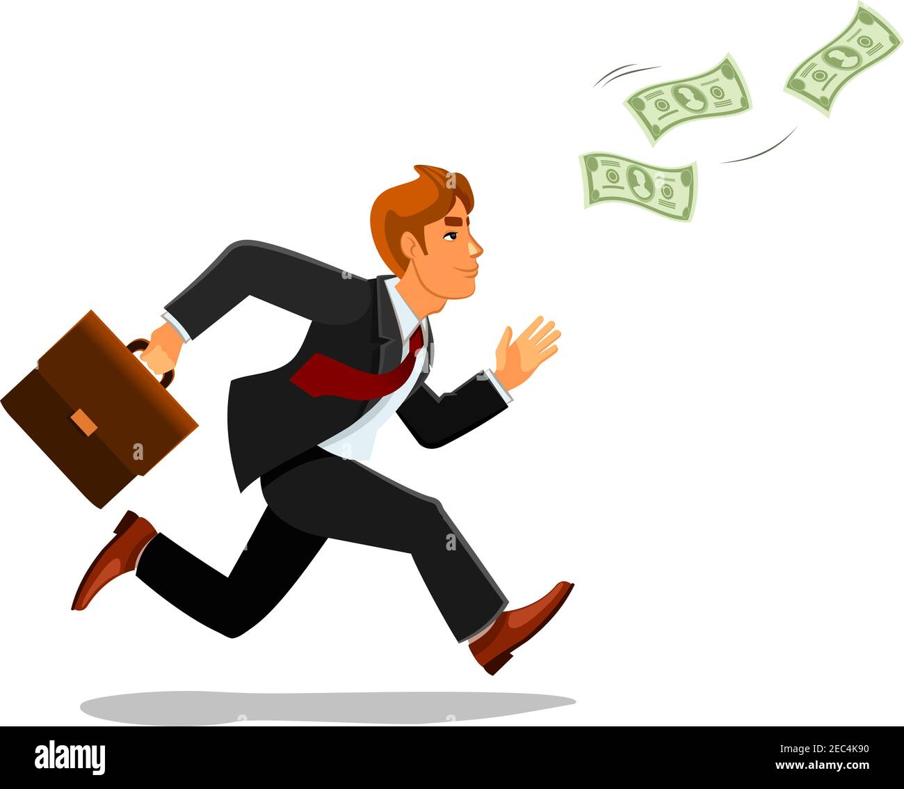 Homme d'affaires de dessin animé avec valise ou sac à la recherche ou à ...