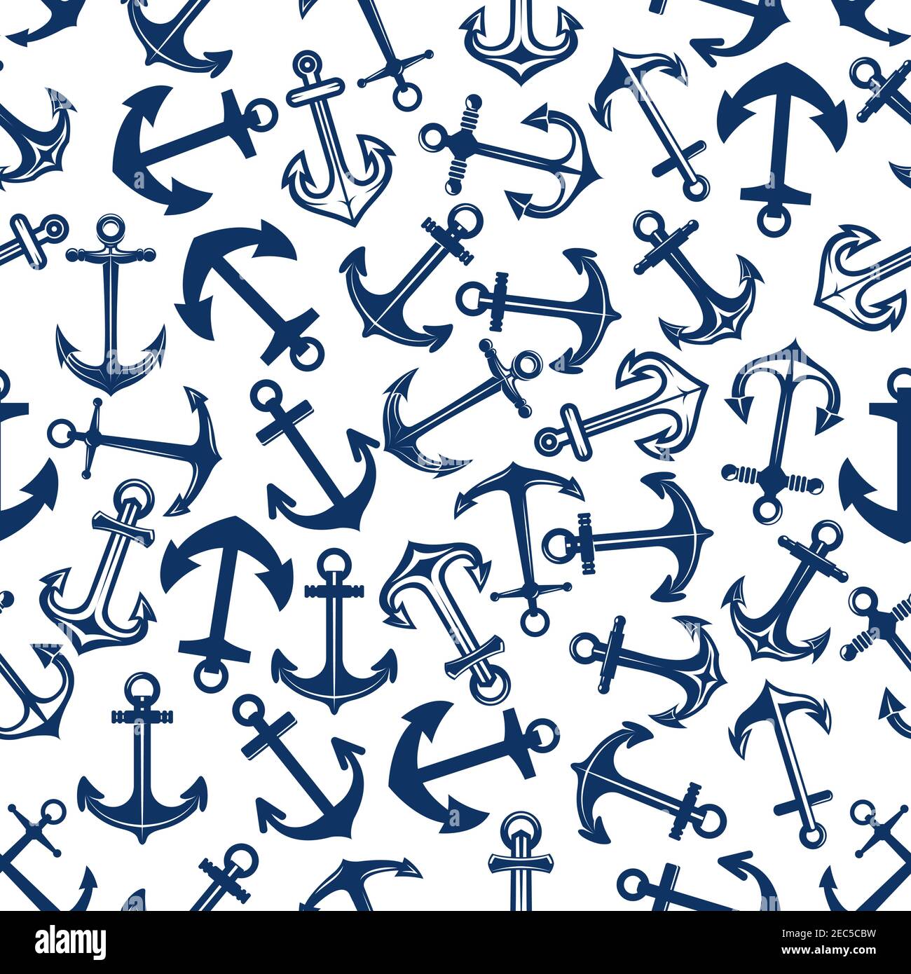 Navire de mer bleu foncé ou bleu foncé admiralty ancres motif sans couture. Peut être utilisé pour les thèmes marins ou nautiques, la marine, l'intérieur ou l'arrière-plan. Illustration de Vecteur