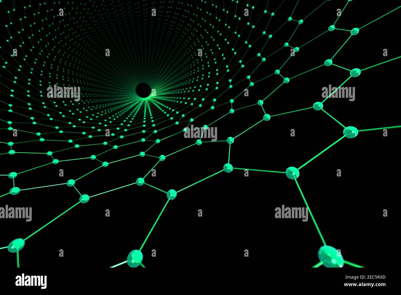 Fond vert de sphères et d'hexagones abstraits. Concept de connexion et de technologie. illustration 3d. Banque D'Images