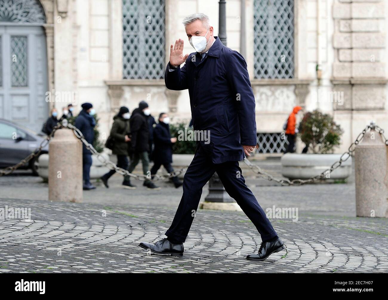 2/13/2021 - Lorenzo Guérini, nommé ministre de la Défense au nouveau gouvernement de Mario Draghi, arrive au Quirinale pour la cérémonie de serment (photo d'IPA/Sipa USA) Banque D'Images