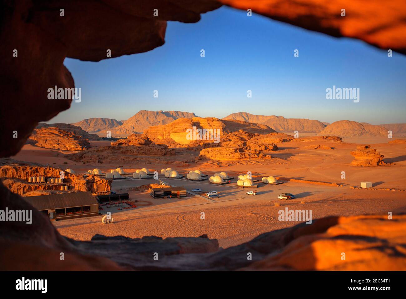 Mazayen Rum Camp bulle tentes dôme comme les chambres d'hôtel dans Le style du film de Ridley Scott The Martian s'est rassemblé Au camp de SunCity à Wadi Rum NAT Banque D'Images