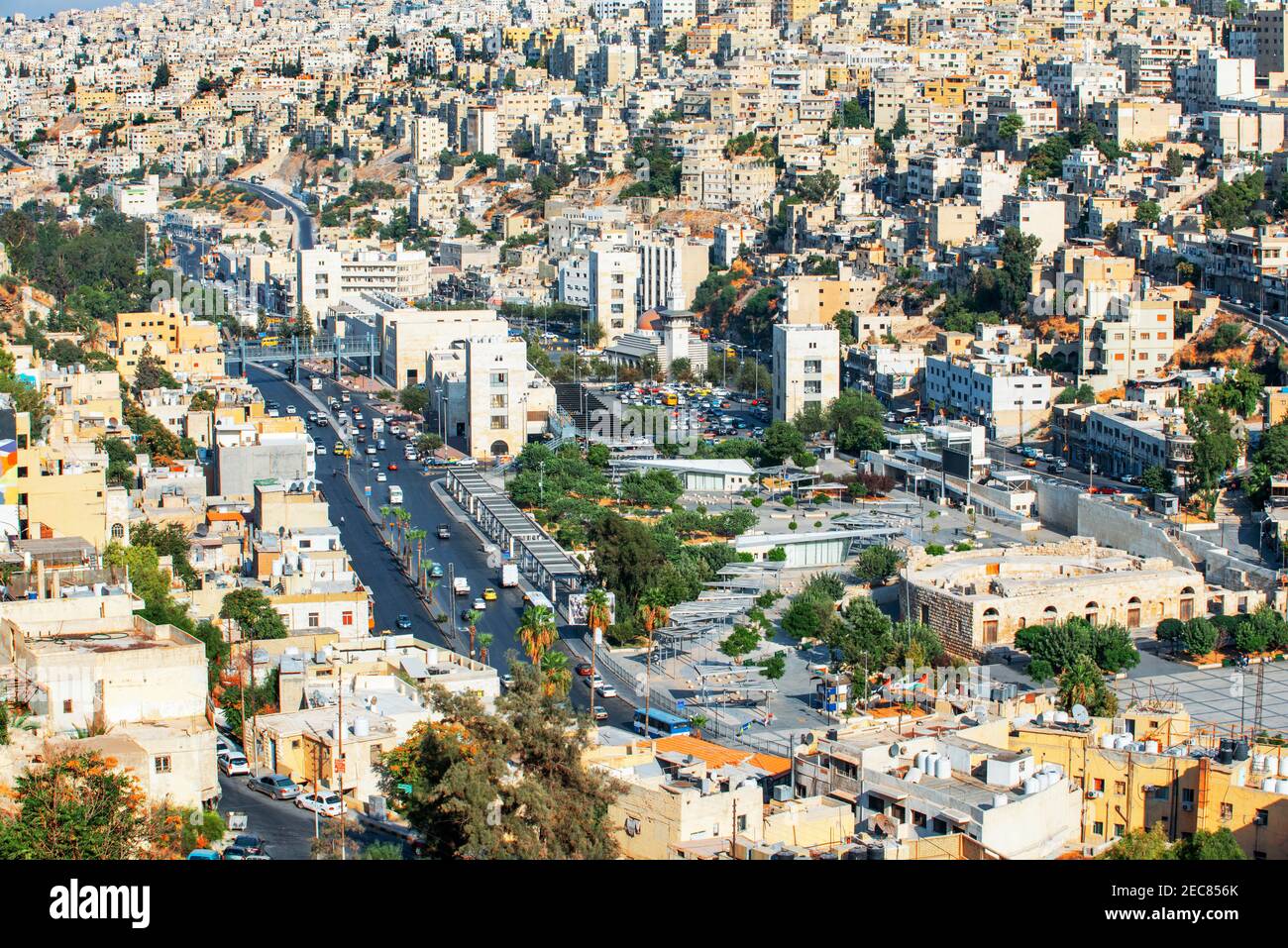 Vue panoramique sur la capitale Amman, centre-ville, Jordanie, Moyen-Orient, Asie Banque D'Images