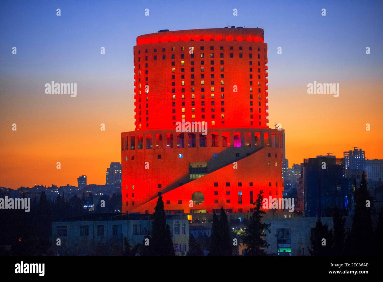 Vue de dessus immeubles d'appartements dans la ville d'Amman, capitale de la Jordanie. Vue avec le Royal Hotel, Amman Jordanie. Banque D'Images