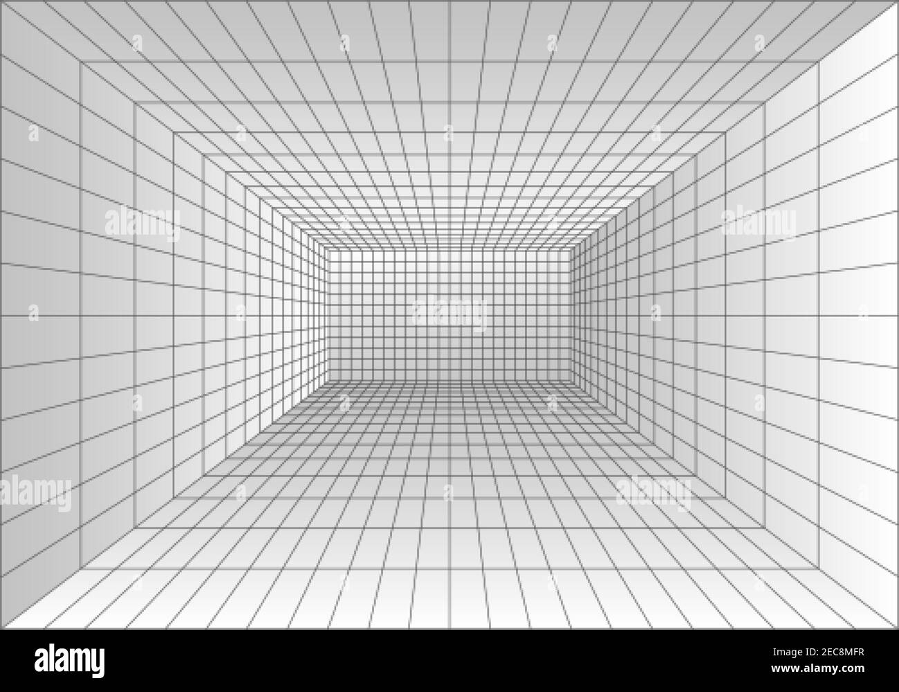 Grille perspective. Cube abstrait filaire. Visualisation numérique des données. Illustration vectorielle Illustration de Vecteur