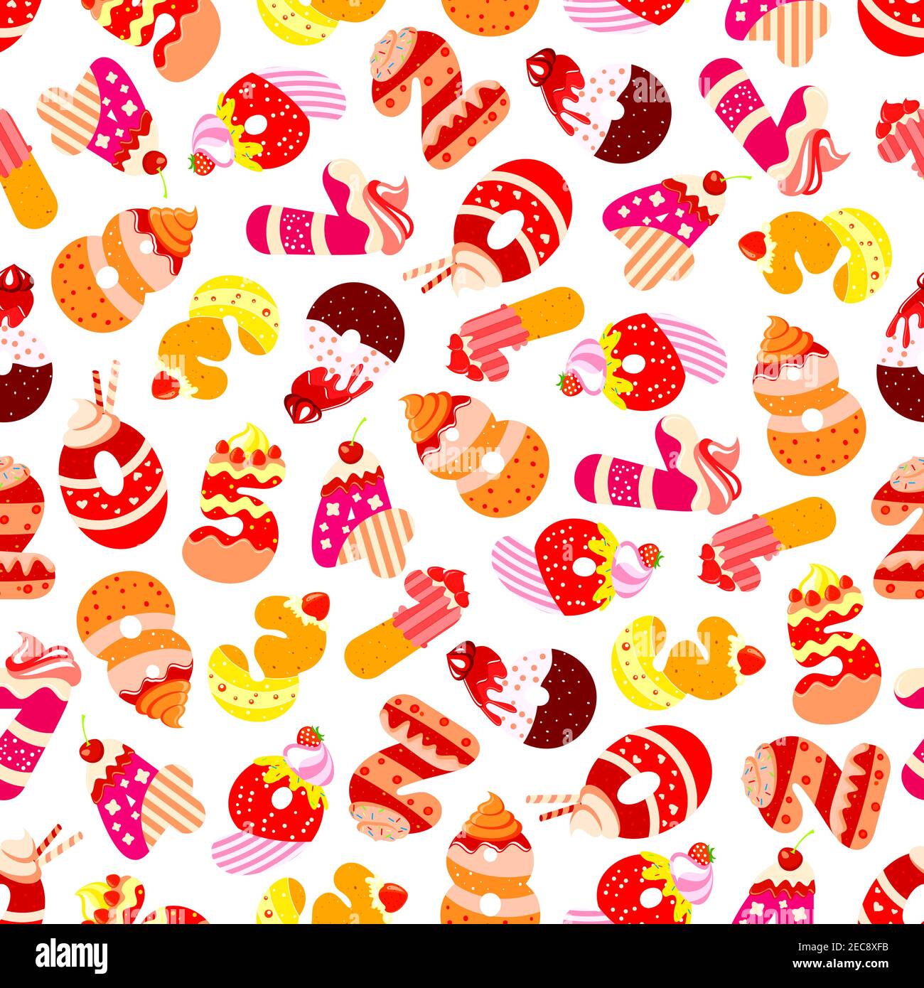 Gâteaux d'anniversaire numéros d'âge avec bougies de fête. Arrière-plan transparent avec icônes de un, deux, trois, quatre, cinq, six, sept, huit, neuf, zéro. Celebrati Illustration de Vecteur