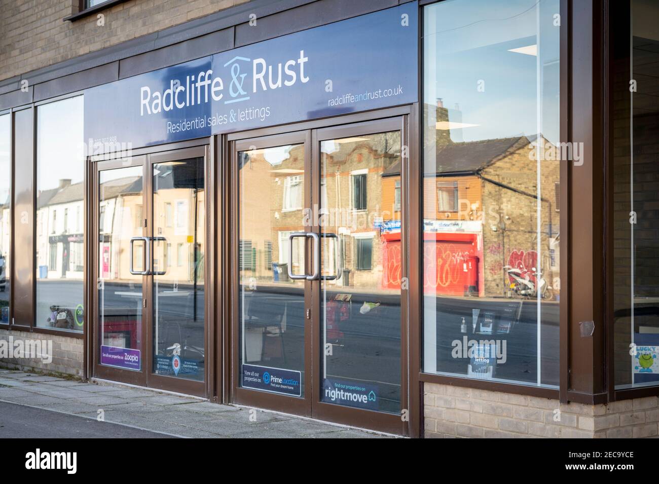 Radcliffe et Rust Estate agents bureau Cambridge Royaume-Uni Banque D'Images