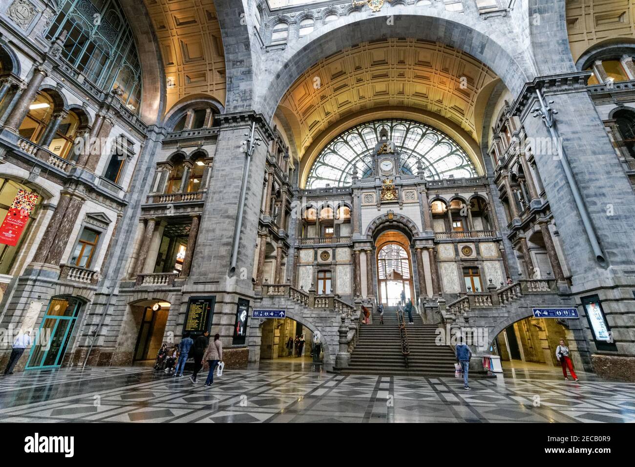Hall d'entrée de la gare centrale d'Anvers, intérieur, Belgique Banque D'Images