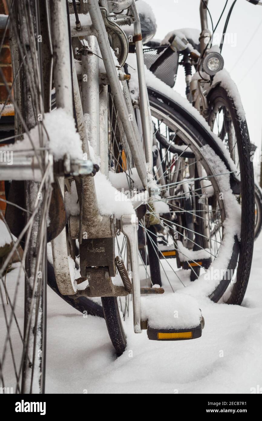 vélos dans la neige Banque D'Images