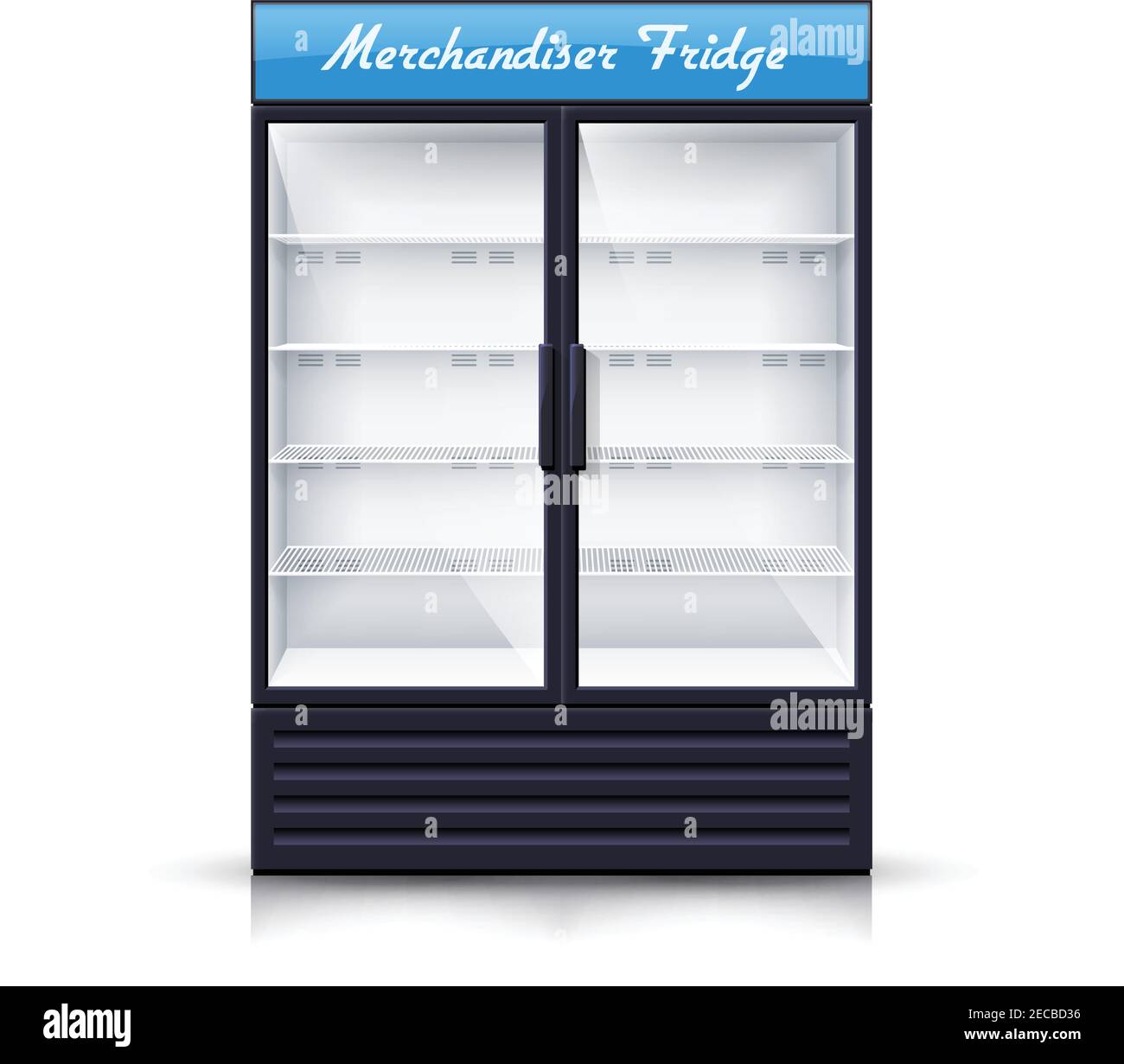 Réfrigérateur vertical vide pour avec deux panneaux avant transparents pour Boissons et produits de refroidissement vecteur réaliste isolé Illustration Illustration de Vecteur