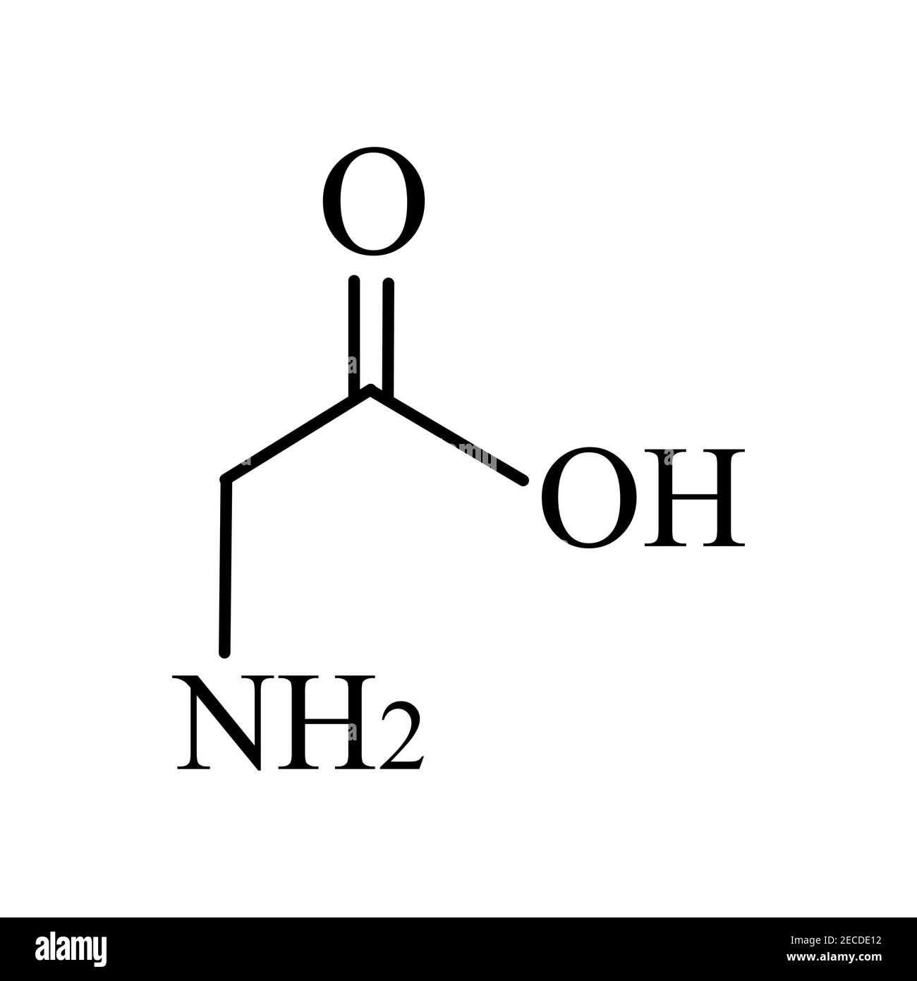 Acide aminé Glycine. La formule moléculaire chimique de la glycine est un acide aminé. Illustration vectorielle sur un arrière-plan isolé Illustration de Vecteur