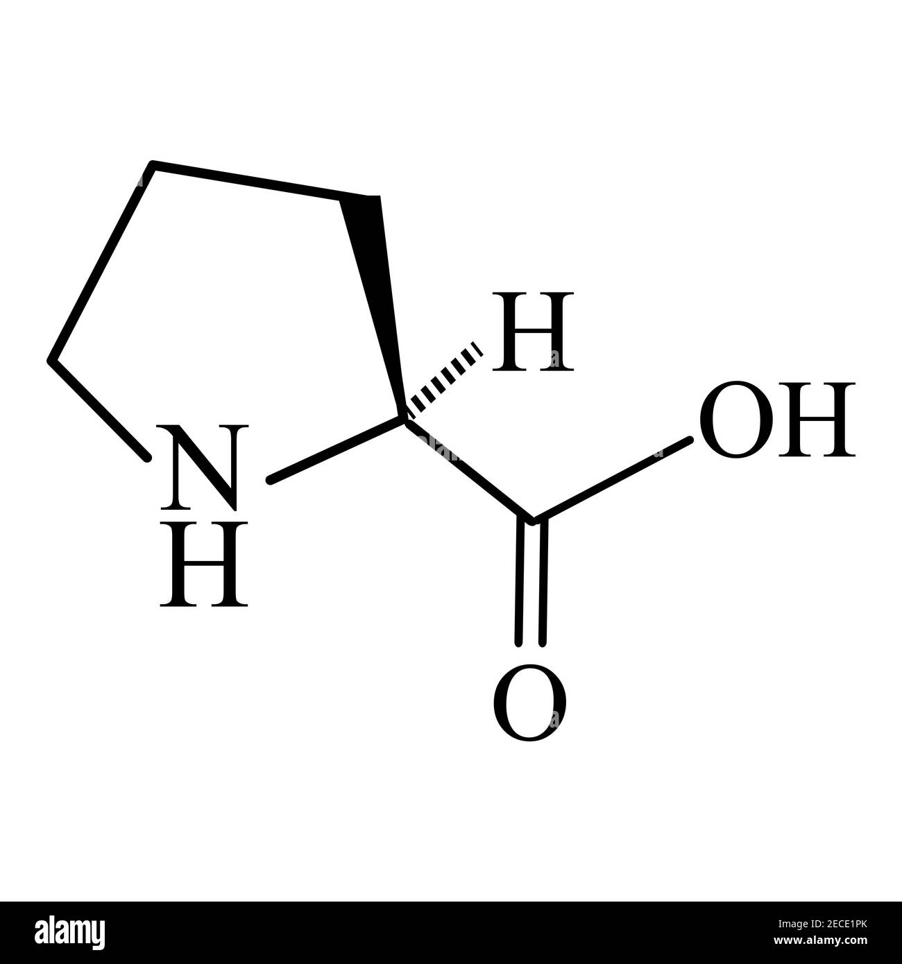 Proline d'acides aminés. Formule moléculaire chimique proline acide aminé. Illustration vectorielle sur un arrière-plan isolé Illustration de Vecteur