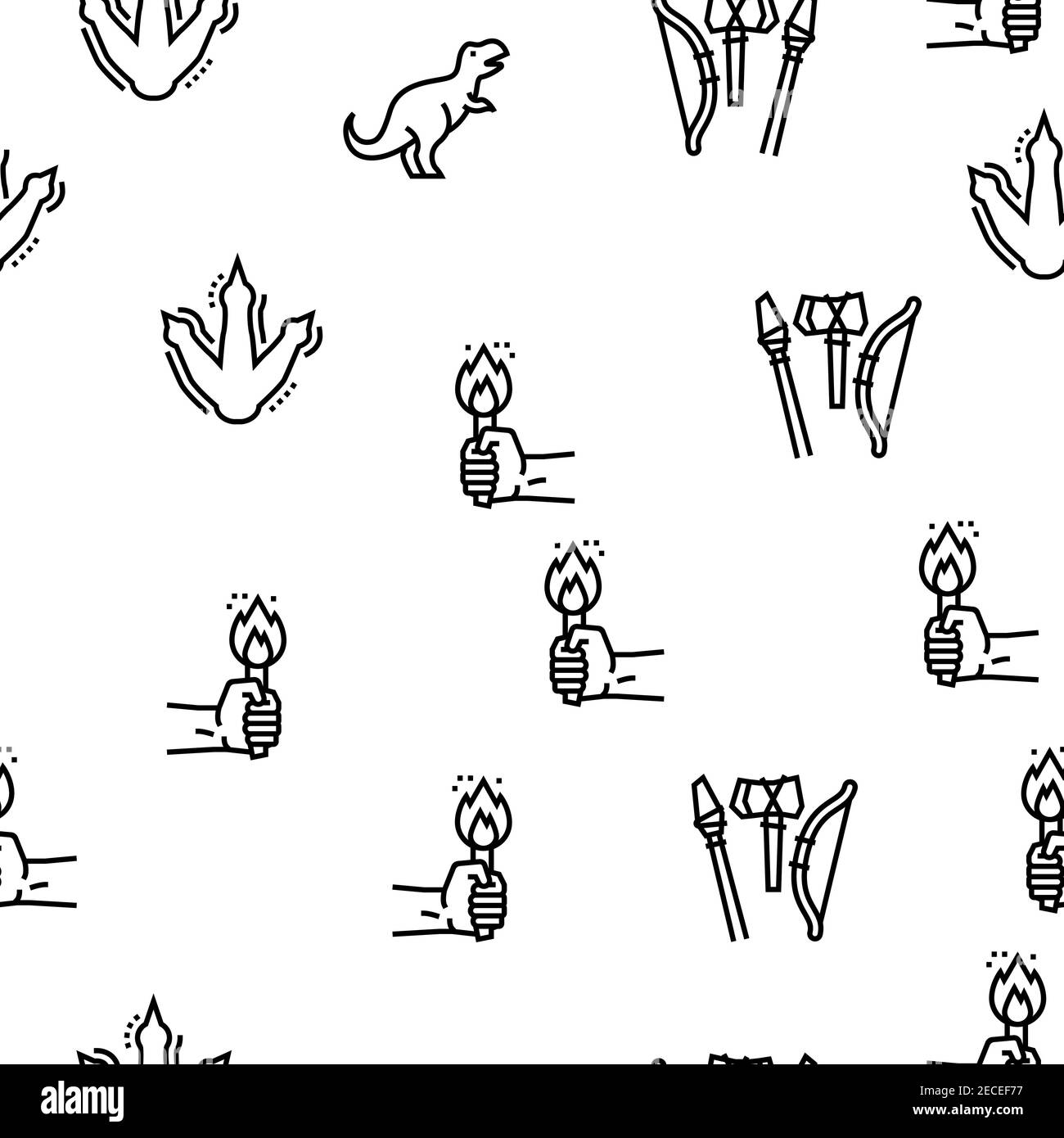 Modèle sans couture vectoriel de période préhistorique Illustration de Vecteur