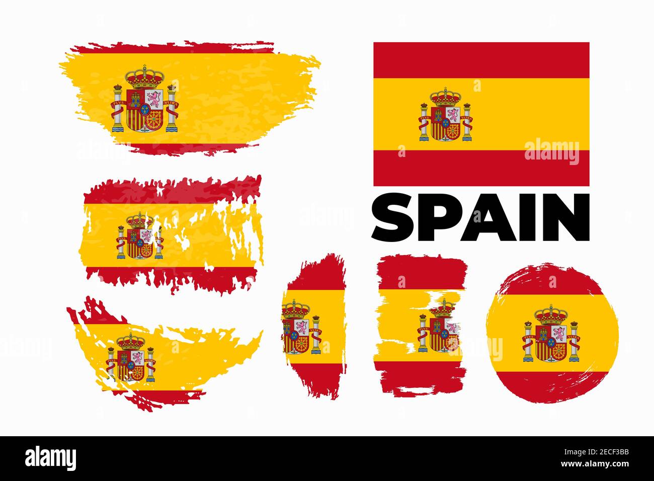 Aquarelle artistique grundy Brush drapeau de l'Espagne. Bonne journée d'indépendance de l'Espagne Illustration de Vecteur