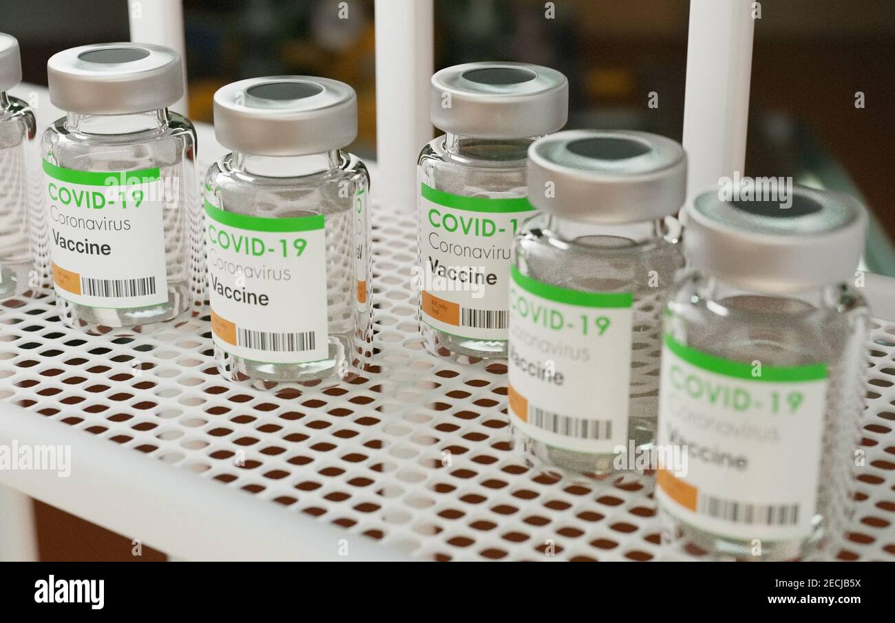 Flacons de vaccin Covid-19 pour tests en laboratoire Banque D'Images