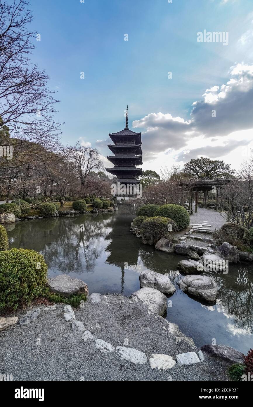Cinq pagode étagée, Temple Toji, Kyoto, Japon Banque D'Images
