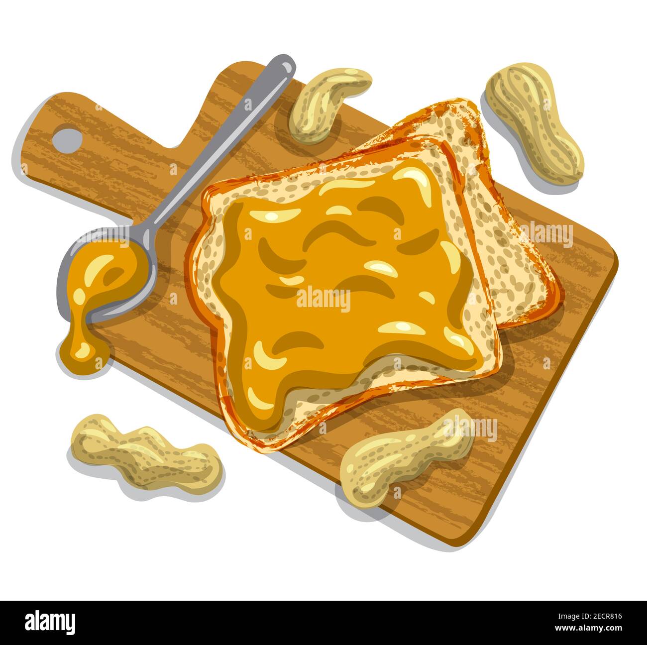 illustration des sandwichs au beurre d'arachide avec des arachides sur un planche en bois Illustration de Vecteur illustration des sandwichs au beurre d'arachide avec des arachides sur un planche en bois Illustration de Vecteur