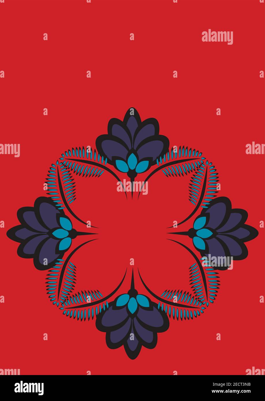 Couverture d'un livre ou bloc-notes, carte postale - fleurs et plantes stylisées. Cadre. Format de dessin vertical A4 Illustration de Vecteur