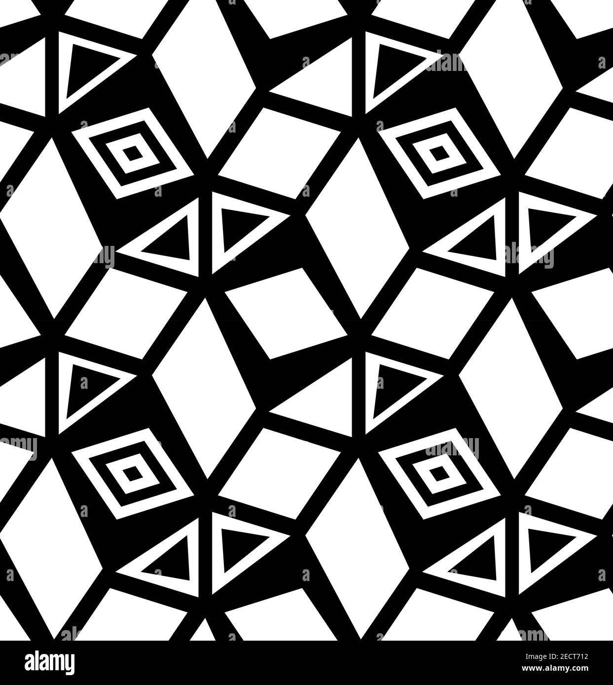 Géométrie blanc noir simple sans couture motif. Eléments de conception triangulaire et carrée. Illustration vectorielle pour tissu, papier d'emballage, couverture, tissu. Illustration de Vecteur