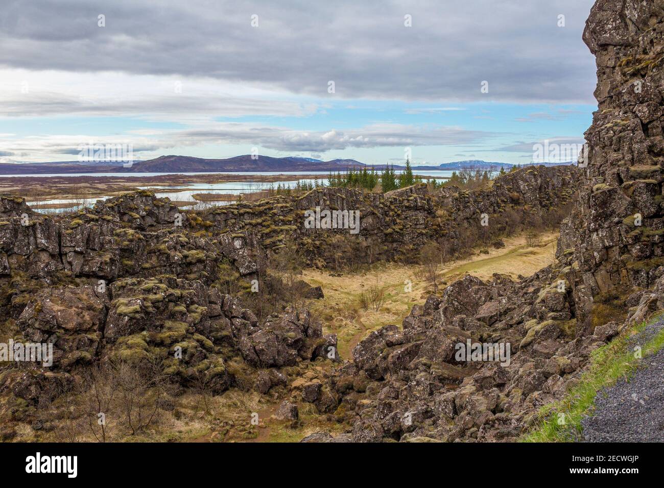 Paysage du Canyon dans le parc national de Thingvellir, Islande Banque D'Images