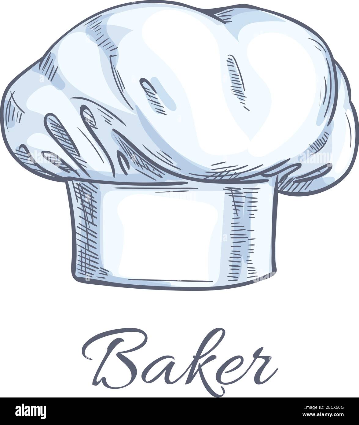 Dessin d'un chapeau de cuisinier ou de Baker avec une tenue de tête blanche  professionnelle de chef exécutif, sous-chef, cuisinier, chef de gamme et  autre personnel de cuisine. Resta Image Vectorielle Stock -