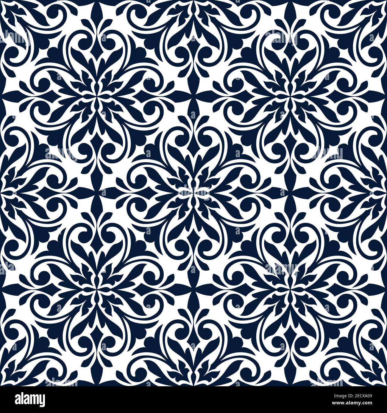 Motif fleuri décoratif. Décoration stylisée damassé ornée de carreaux sans couture. Patchwork décoratif vectoriel Illustration de Vecteur