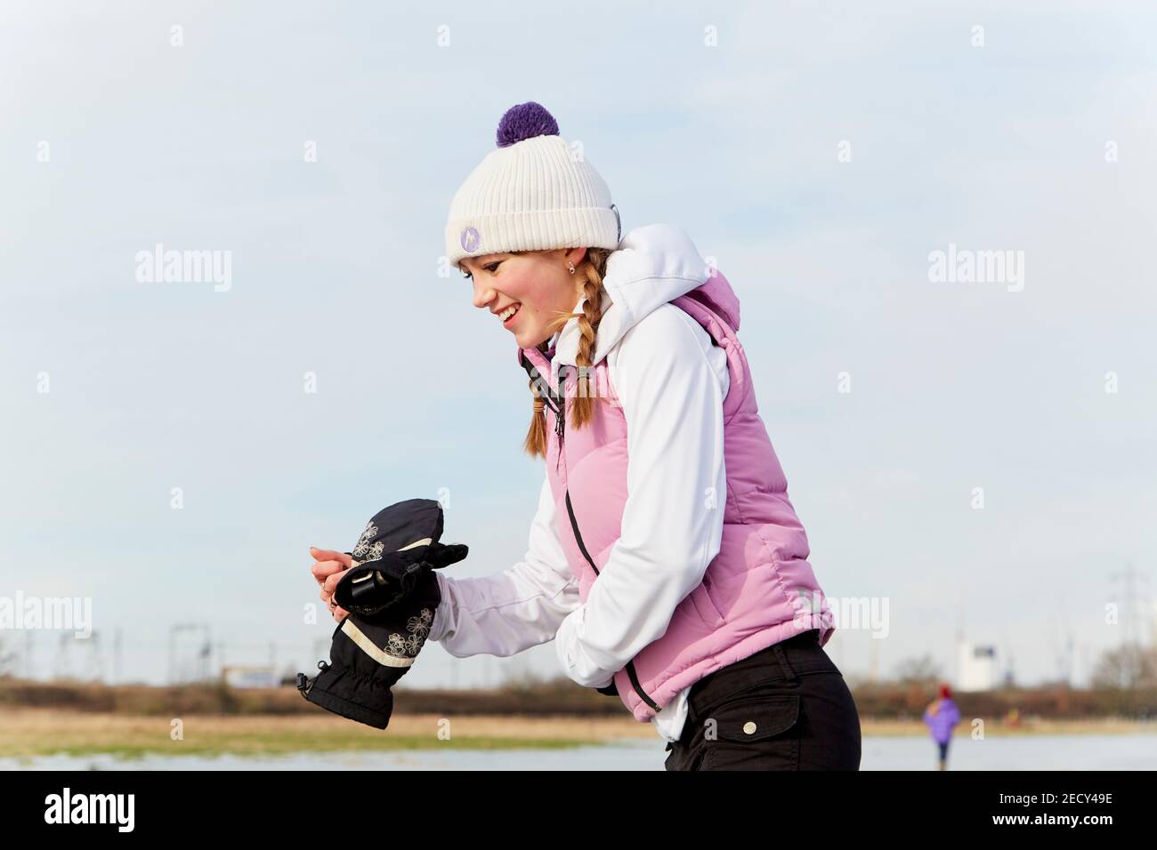 Patinage sur glace sur les marais surgelés Walthamstow dans l'est de Londres Banque D'Images
