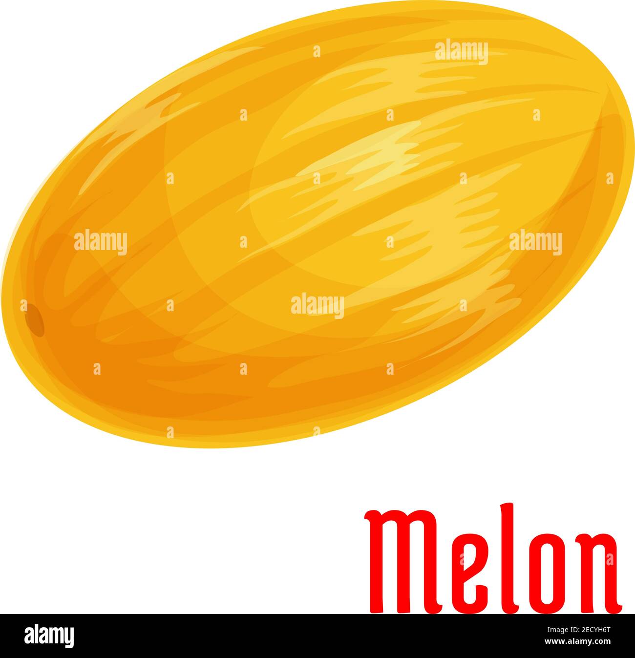 Icône de melon avec melon canari jaune frais isolé. Récolte agricole, recette de dessert végétarien, design de thèmes de marché agricole Illustration de Vecteur