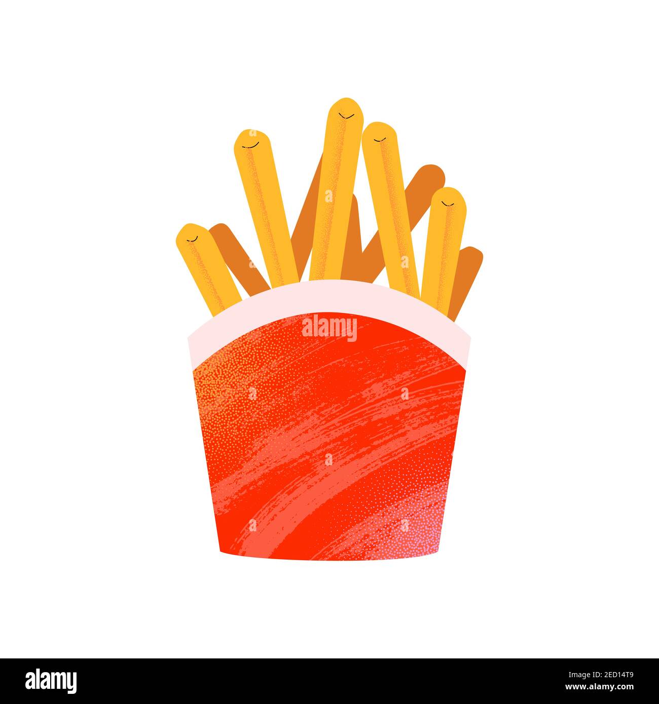 Frites de pommes de terre en carton rouge, illustration d'oodle avec effet texturé, illustration vectorielle isolée Illustration de Vecteur Frites de pommes de terre en carton rouge, illustration d'oodle avec effet texturé, illustration vectorielle isolée Illustration de Vecteur
