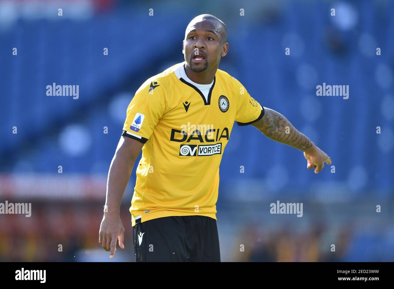 Stadio Olimpico, Rome, Italie, 14 févr. 2021, ROME, ITALIE - février 14 : Caetano Samir des gestes Udinese pendant QUE Roma vs Udinese Calcio, football italien Serie A match - photo Claudio Pasquazi / LM Banque D'Images