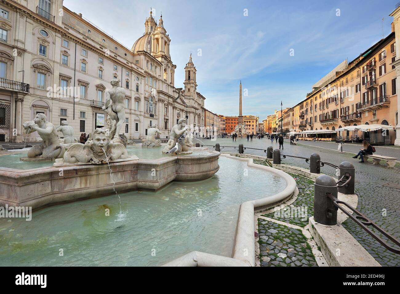L'Italie, Rome, Piazza Navona, fontaine de la lande Banque D'Images