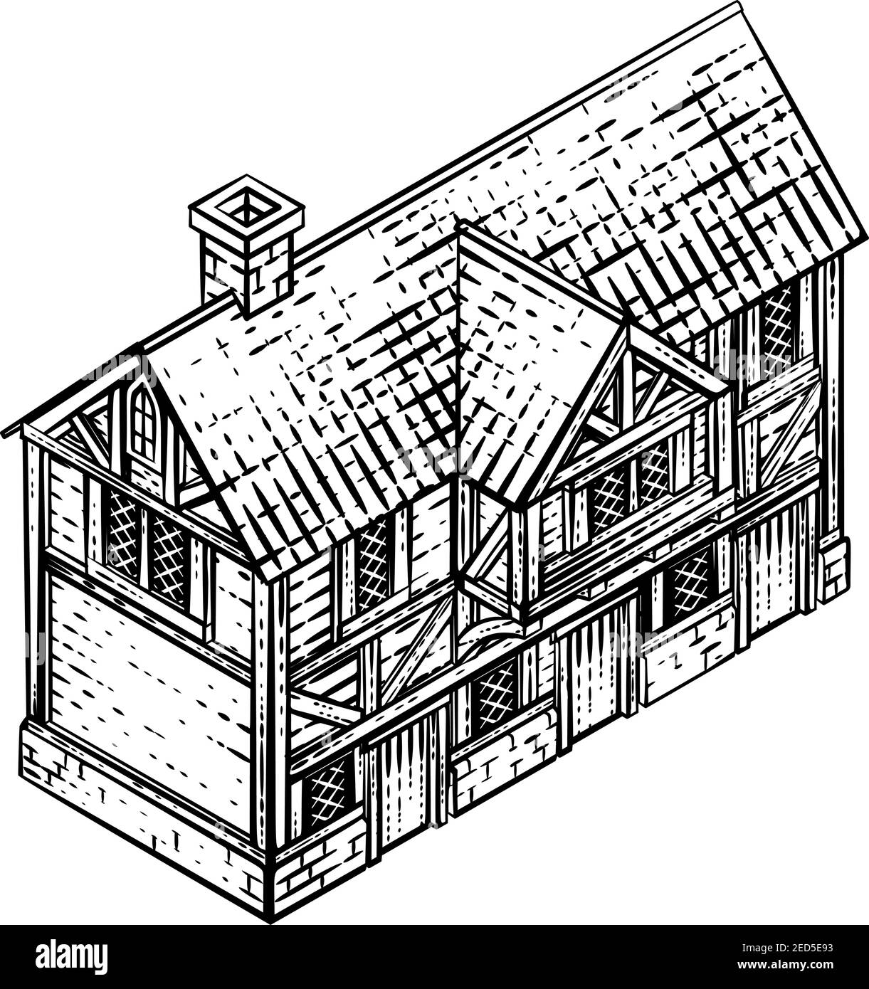 Carte du bâtiment médiéval icône Illustration ancienne Illustration de Vecteur
