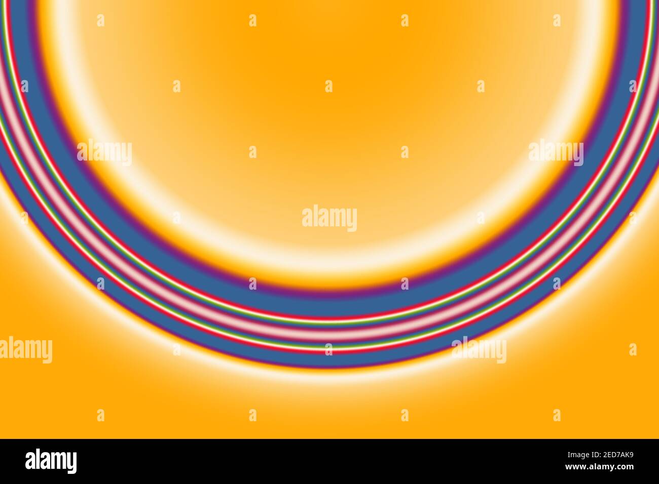 Illustration d'un cercle abstrait de couleur néon sur fond jaune arrière-plan Banque D'Images