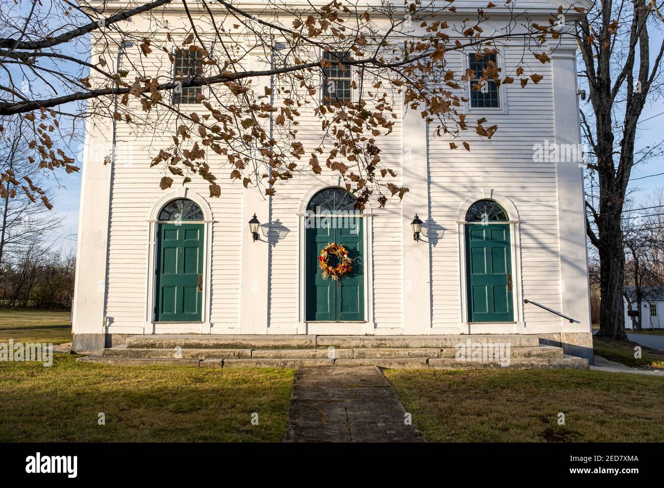 Eglise congrégationale universaliste, Eglise communautaire de North Orange et Tully, Massachusetts Banque D'Images