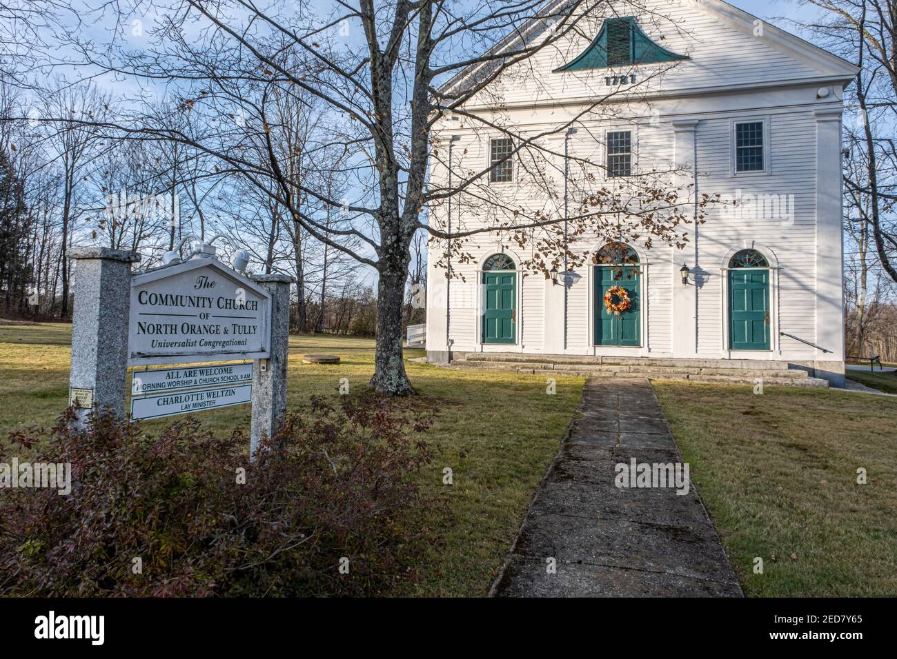 Eglise congrégationale universaliste, Eglise communautaire de North Orange et Tully, Massachusetts Banque D'Images