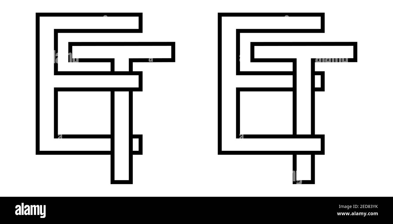 Logo signe et te icon signe interlacés lettres T, E vector logo et, te les premières lettres majuscules motif alphabet e, t Illustration de Vecteur