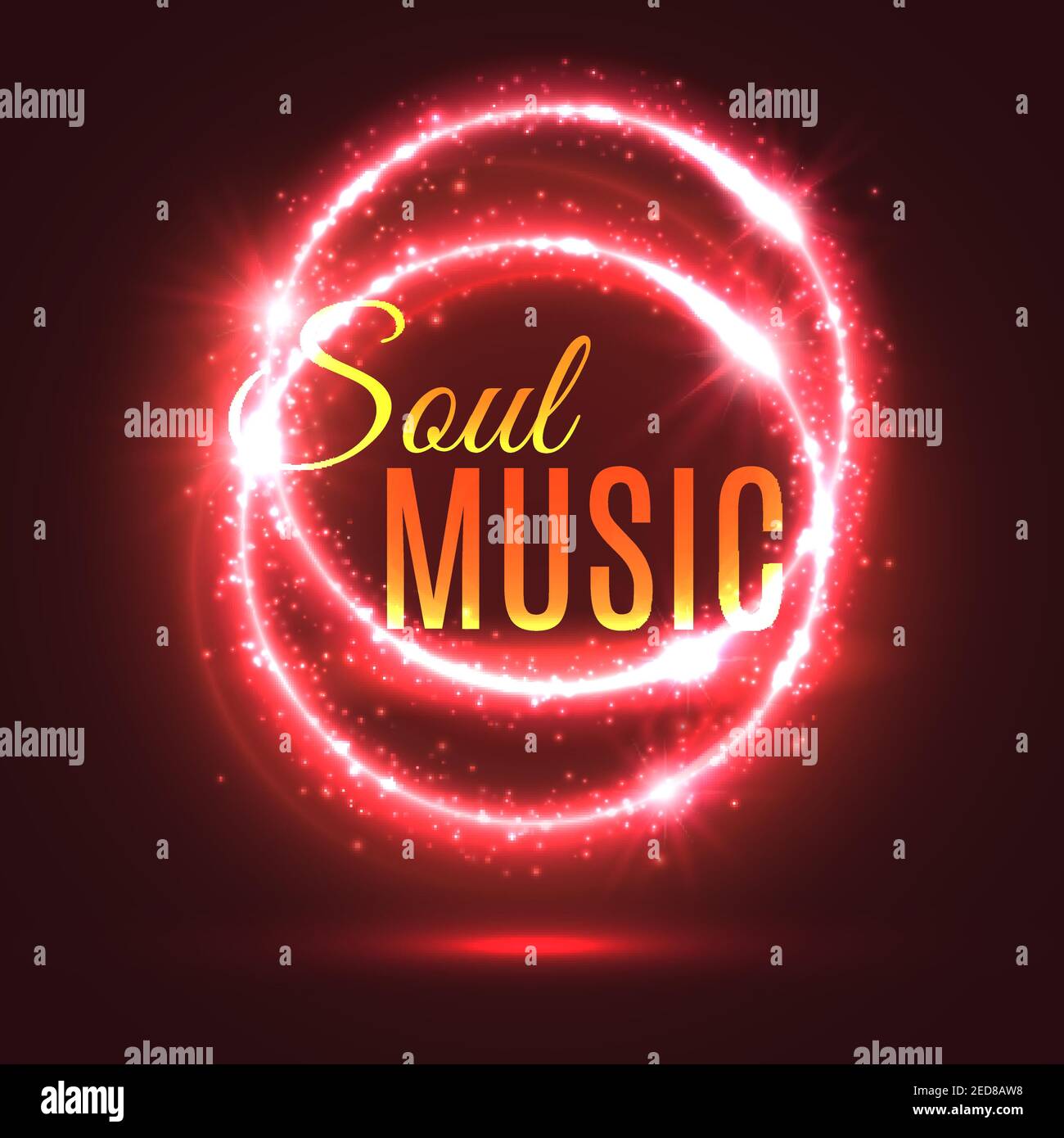 Fond musical abstrait avec effets de lumière. Cercles de feu ou bague floue comme modèle de fond musical. Musicien ou concert, présentation de fête brillante Illustration de Vecteur