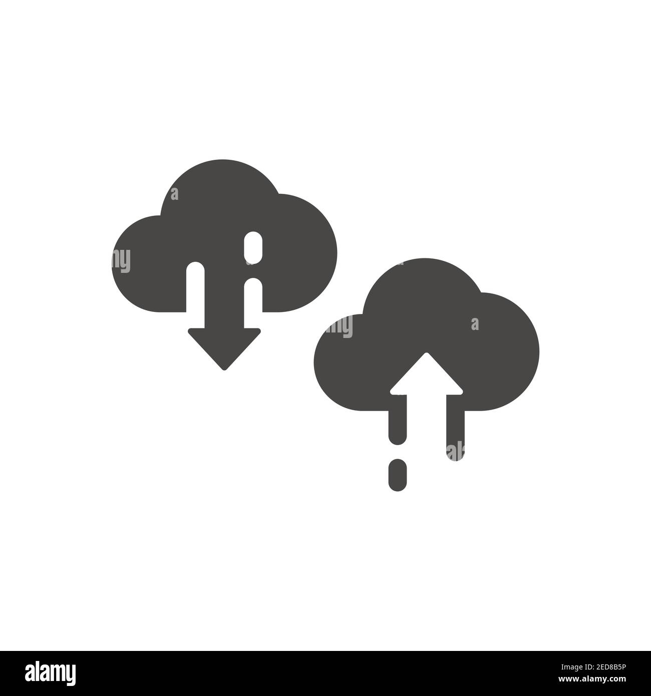 Nuage avec icône de vecteur noir flèche. Symbole de chargement et de téléchargement de données. Illustration de Vecteur