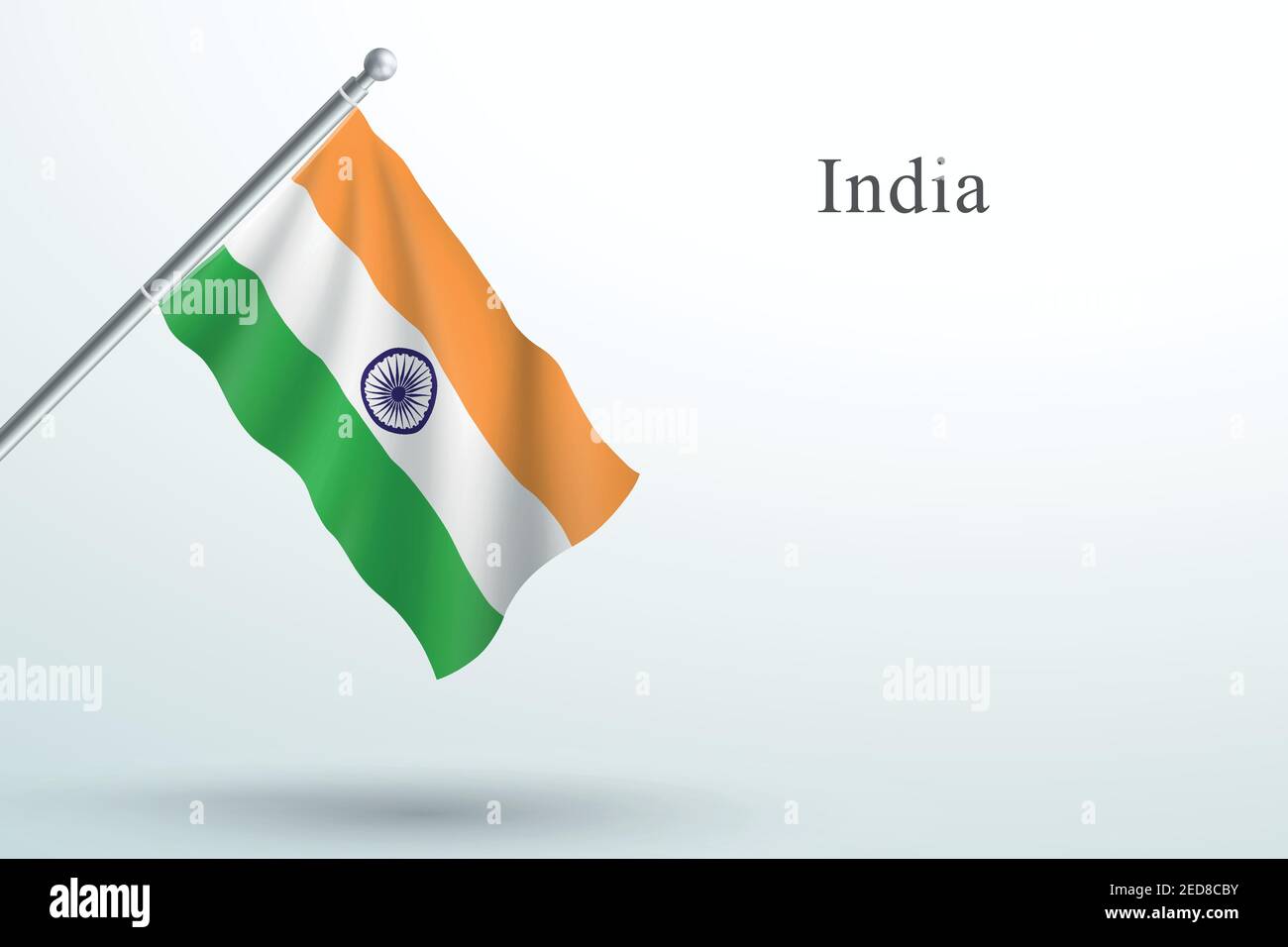 Drapeau de l'Inde suspendu en 3D Flagpole Vector Illustration de Vecteur