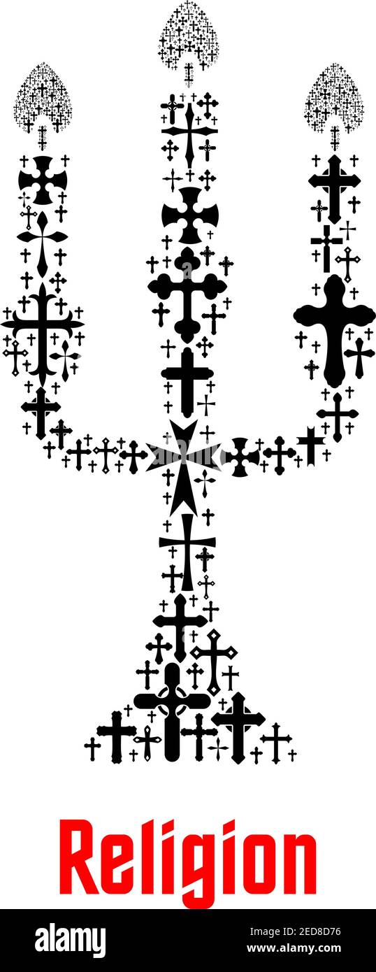 Symbole de chandelier conçu de la religion chrétienne croix crucifix. Lanterne de candélabre d'église vectorielle. Luthérien, catholique, orthodoxe, évangélique Illustration de Vecteur