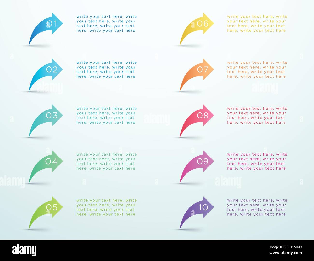 Nombre Bullet point 3d flèches permanentes 1 à 10 vecteur Illustration de Vecteur