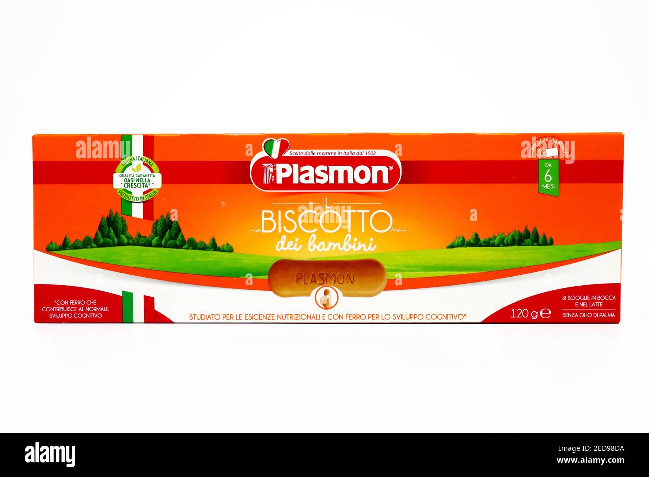 Biscuits pour bébés Plasmon. Plasmon est une marque italienne de produits alimentaires pour bébés du groupe Kraft Heinz Co Banque D'Images