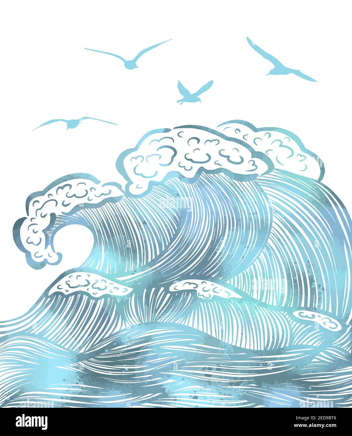 Motif vagues de mer. Illustration vectorielle d'une mer avec des vagues géantes Illustration de Vecteur